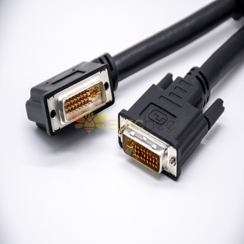 DVI オス 24+5ピン ストレート から DVI オス 24+5 ピン 左角アセンブル ケーブル 0.5/1M 0.5メートル