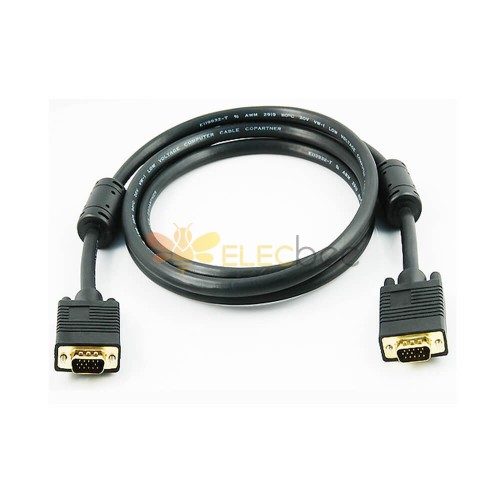 Macho a macho D-Sub SVGA 14 pin conector recto cable negro negro