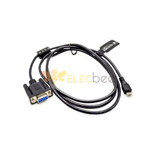 Micro-USB macho para D-Sub conector fêmea reto de 9 pinos com cabo serial 1,5 m