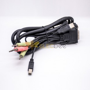 マルチリンク DVI ケーブル DVI-D 18+5 ピン USB およびオーディオ ライン 1M ブラック