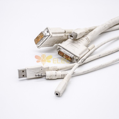 マルチリンク DVI ケーブル DVI-D 18+5 ピン USB およびオーディオ ライン 1M ホワイト