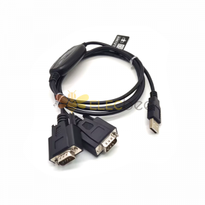 USB A 2.0 To 2 Port DB-9 Port RS232 With Ftdi Chip 1.5M