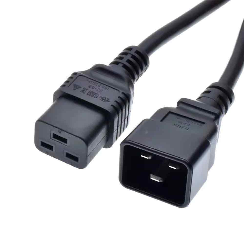 2 pin European Standard VDE C19/C20 4.0² Male-Female Power Cord - 4.0² 2 pin C19/C20 Male-Female Cord