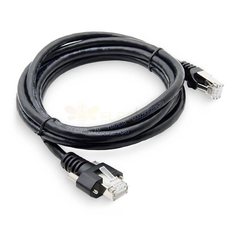 Cable de red de cadena de arrastre de cámara Industrial RJ45, alta flexibilidad y resistencia a la flexión, Cable de red Gigabit de bloqueo por tornillo, 2M