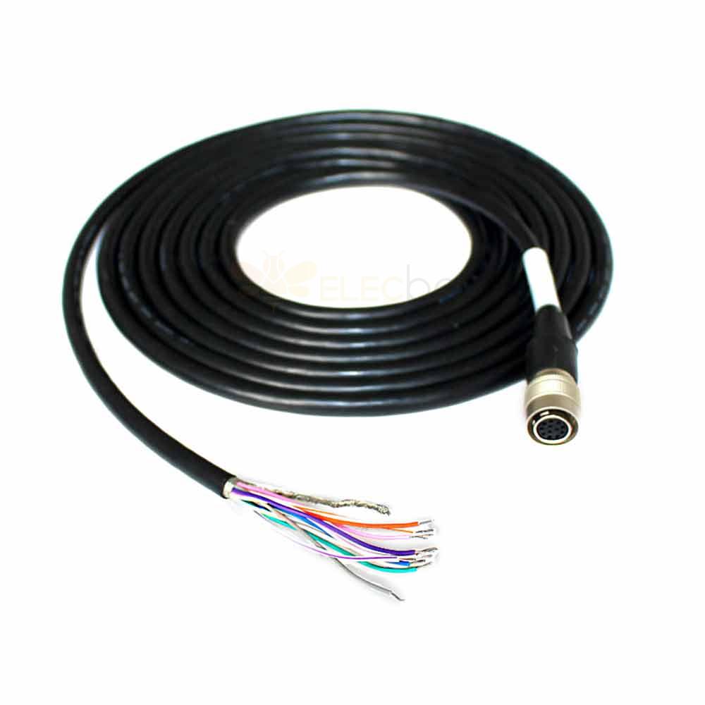 Cable disparador IO de 12 núcleos para cámaras industriales - Compatible con cable Hirose HR10A-10P-12S - 1 metro de longitud