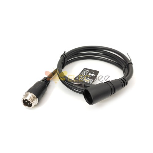 Conector MINI DIN circular 4 pinos reto fêmea para GX12 macho 4 pinos preto cabo de injeção 1M