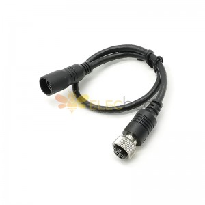 MINI DIN Electrical Connector Straight Female 6 Pin To GX12 4 Pin Snap Connection Cable PVC 300mm