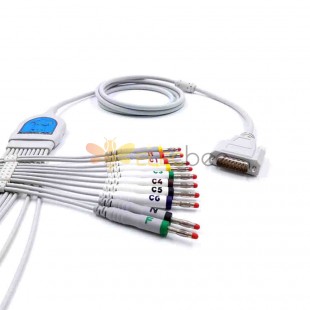 心電圖患者電纜10導聯DB 15針電纜適用於EKG