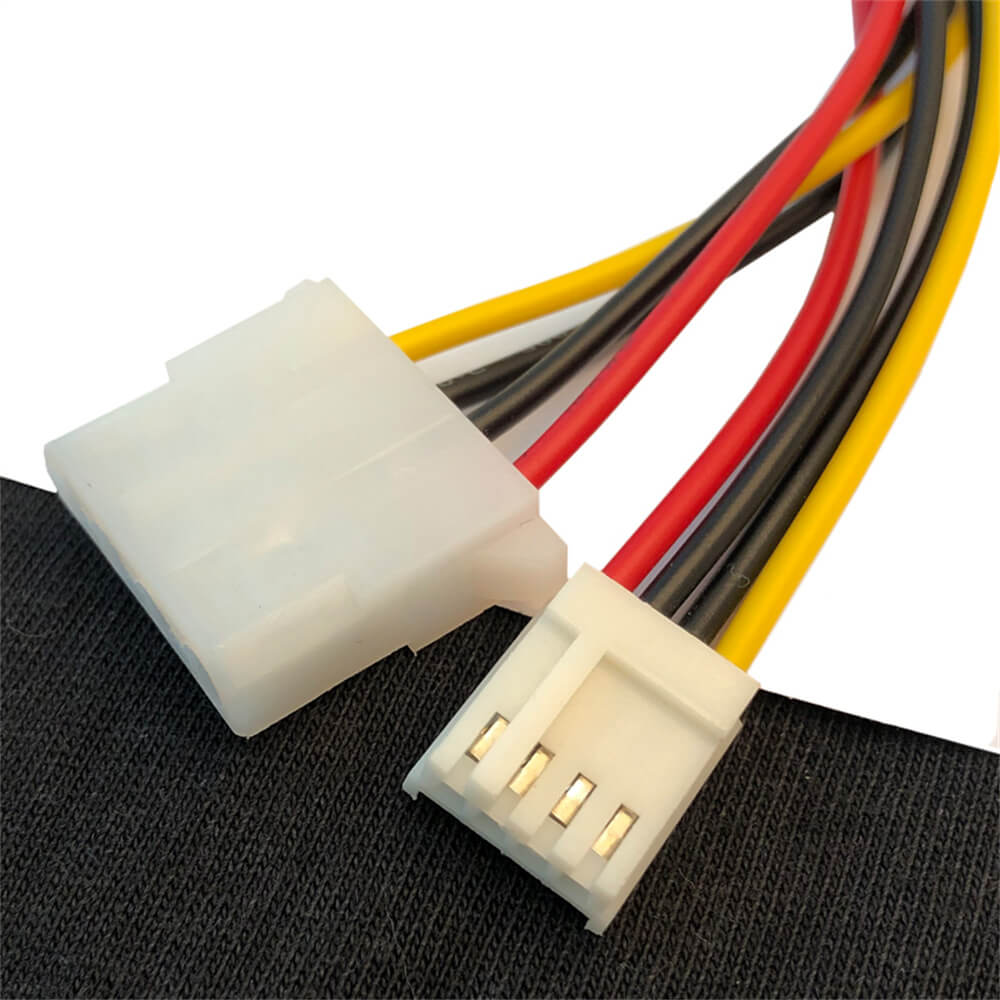 Cable de alimentación IDE a unidad de disquete: adapta 4 pines a 4 pines grandes + 4 pines pequeños, solución de energía eficiente