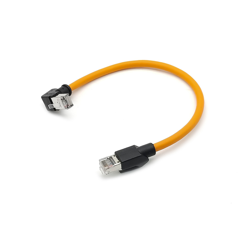 90 Degree Angle RJ45 Male to Male Network Extension 30CM Cable Orange Color