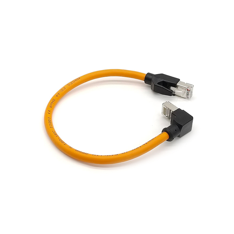 90 Degree Angle RJ45 Male to Male Network Extension 30CM Cable Orange Color