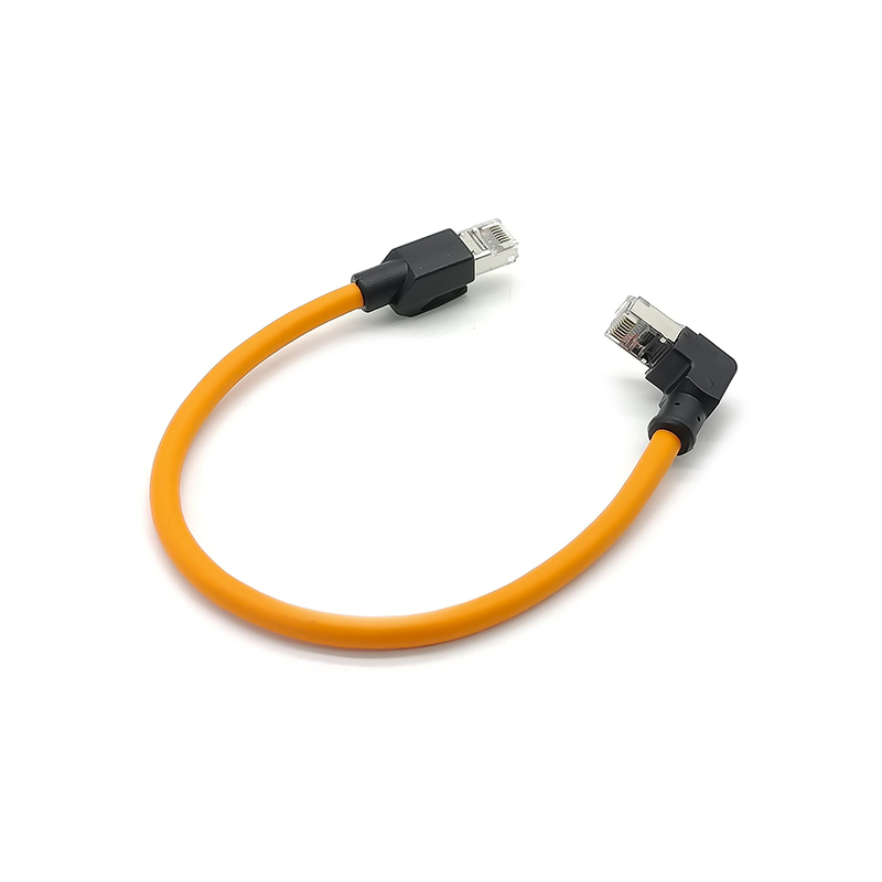 90 Degree Angle RJ45 Male to Male Network Extension 30CM Cable Orange Color