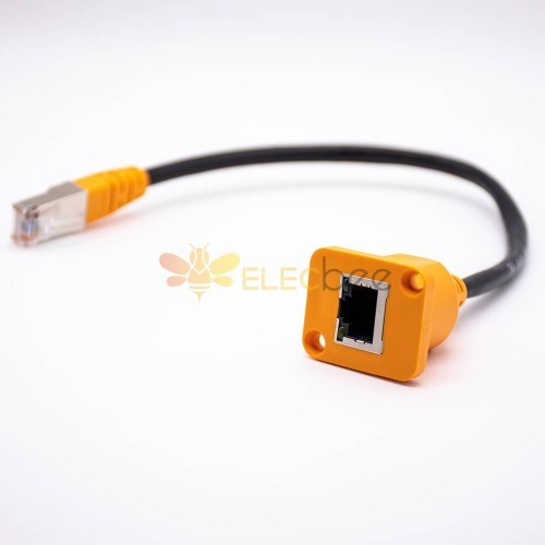 1000M CAT6 RJ45 Ethernet Extension Cable with Panel Mount (30cm)  MDY-RJ45-E6-30