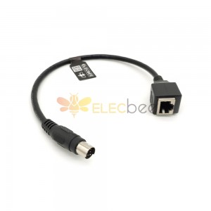 Female RJ45 To 8-Pin Mini Din Male Changer Cable