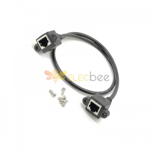 RJ45 Female to RJ45 Female Bulkhead Panel Mount CAT6 Ethernet LAN Network Extension Cable 30CM