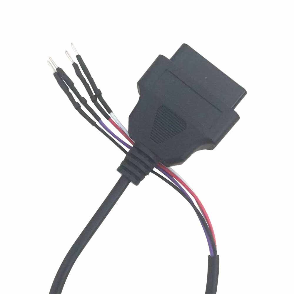 30 cm langer OBD-Buchsenstecker mit offenem vieradrigem 22-AWG-Kabel und männlichem OBD-Endanschluss