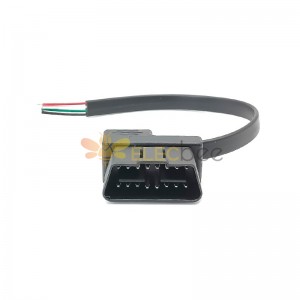 Enchufe macho OBD de 30 cm con cable plano abierto de cuatro núcleos y conector único 2 Pcs