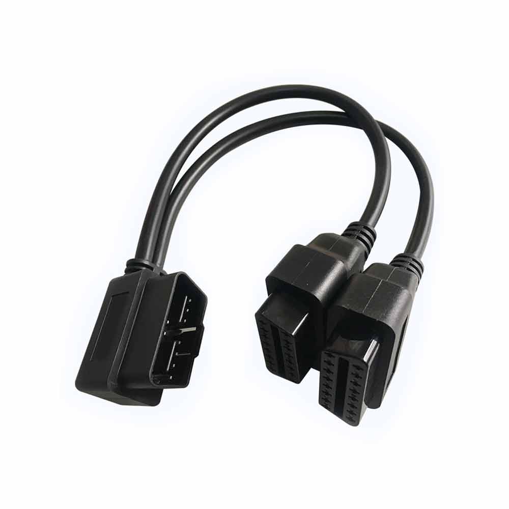 OBD2 rechtwinkliger Stecker auf Dual-Buchse, Auto-Diagnose-Verlängerungskabel, OBD2-Stecker, Kabel-Adapter, 20 cm