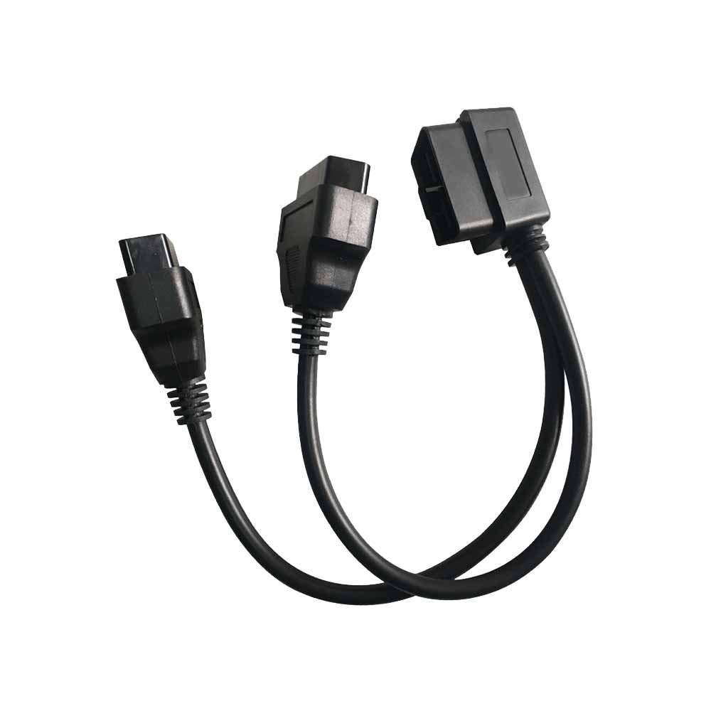 OBD2 rechtwinkliger Stecker auf Dual-Buchse, Auto-Diagnose-Verlängerungskabel, OBD2-Stecker, Kabel-Adapter, 20 cm