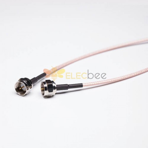 20pcs F Type Cable to Coax 75Ohm Brown RG179 Solder with F Type Straight Male 100cm