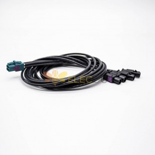 Fakra Cable Assembly Mini Fakra Z Type Female Connector to Four Ports Fakra A Type Male Straight Cable 50CM