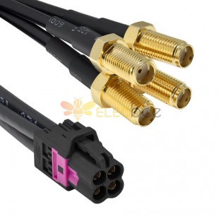 Mini Fakra A Type Jack 4 in 1 A Code to SMA Plug Female 4 Ports Vehicle Car Extension Cable Assembly 50cm TE Connectivity