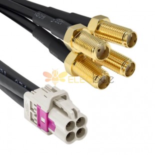 Mini Fakra A Type Jack 4 in 1 B Code to SMA Plug Female 4 Ports Vehicle Car Extension Cable Assembly 50cm TE Connectivity