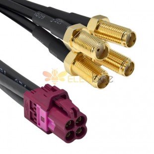 Mini Fakra A Type Jack 4 in 1 D Code to SMA Plug Female 4 Ports Vehicle Car Extension Cable Assembly 50cm TE Connectivity
