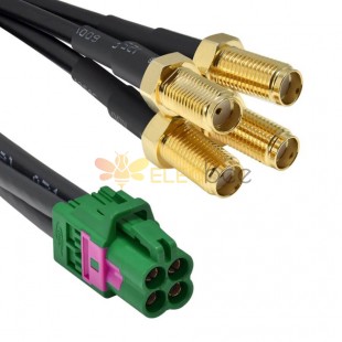 Mini Fakra A Type Jack 4 in 1 E Code to SMA Plug Female 4 Ports Vehicle Car Extension Cable Assembly 50cm TE Connectivity