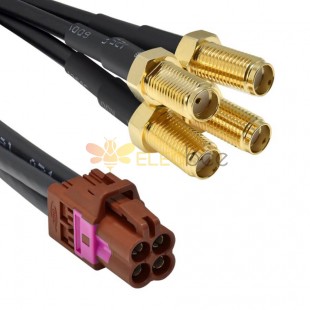 Mini Fakra A Type Jack 4 in 1 F Code to SMA Plug Female 4 Ports Vehicle Car Extension Cable Assembly 50cm TE Connectivity