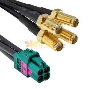 Mini Fakra A Type Jack 4 in 1 Z Code to SMA Plug Female 4 Ports Universal Vehicle Car Extension Cable Assembly 50cm TE Connectivity