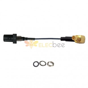 Черная прямая вилка с резьбой Fakra A, штекер MMCX, штекер R/A, соединительный кабель для подключения к транспортному средству, кабель 1,13 10см