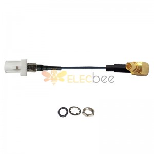 Threaded Fakra B White Straight Plug Male to MMCX Male R/A Vehicle Connection Extension Cable Assembly 1.13 Cable