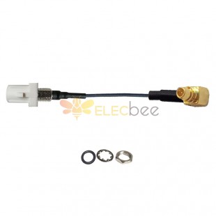 Белая прямая вилка с резьбой Fakra B, штекер MMCX, штекер R/A, удлинительный кабель для подключения к транспортному средству в сборе, кабель 1,13 10см