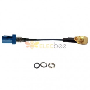 Fakra C Blue Straight Plug ذكر إلى MMCX ذكر R / A تجميع كابل تمديد توصيل السيارة 1.13 كابل 10cm
