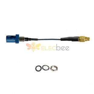Синяя прямая вилка с резьбой Fakra C, штекер MMCX, штекер, соединительный кабель для подключения к транспортному средству, кабель 1,13 10см
