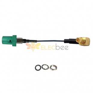 Threaded Fakra E Green Straight Plug Male to MMCX Male R/A Vehicle Connection Extension Cable Assembly 1.13 Cable 10cm