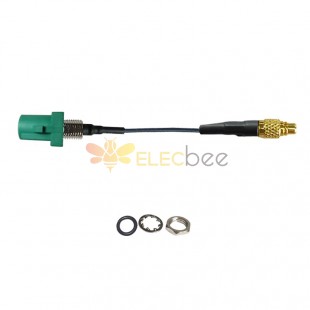 Зеленая прямая вилка Fakra E с резьбой, штекер к MMCX, штекер, соединительный кабель для подключения к транспортному средству, кабель 1,13 10см