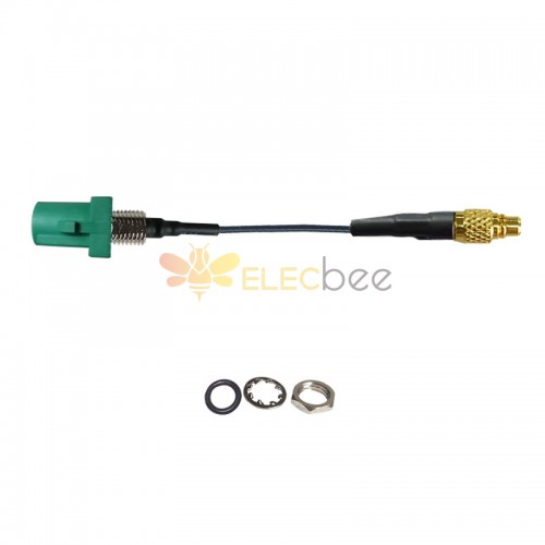 Threaded Fakra E Green Straight Plug Male to MMCX Male Vehicle Connection Extension Cable Assembly 1.13 Cable 10cm