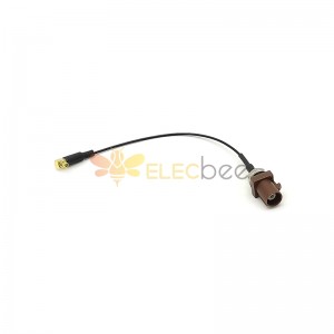 Threaded Fakra F Brown Straight Plug Male to MMCX Male R/A Vehicle Connection Extension Cable Assembly 1.13 Cable