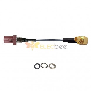 Threaded Fakra F Brown Straight Plug Male to MMCX Male R/A Vehicle Connection Extension Cable Assembly 1.13 Cable 10cm