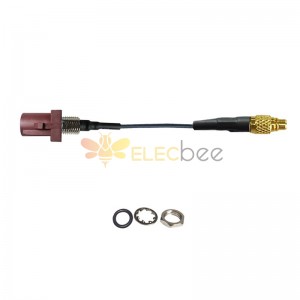 Threaded Fakra F Brown Straight Plug Male to MMCX Male Vehicle Connection Extension Cable Assembly 1.13 Cable