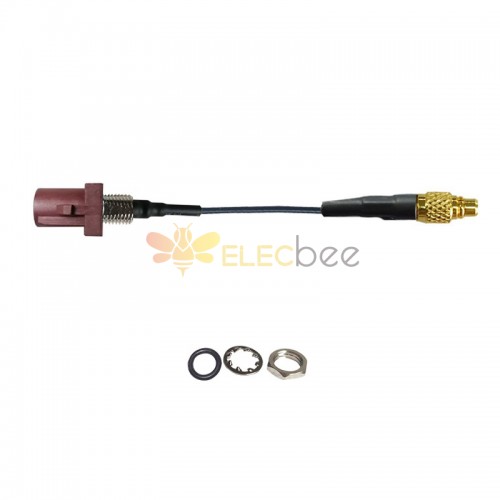 Enchufe recto marrón Fakra F roscado macho a MMCX macho Cable de extensión de conexión de vehículo montaje 1,13 Cable 10cm