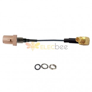 Threaded Fakra I Beige Straight Plug Male to MMCX Male R/A Vehicle Connection Extension Cable Assembly 1.13 Cable 10cm