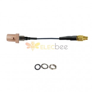 Threaded Fakra I Beige Straight Plug Male to MMCX Male Vehicle Connection Extension Cable Assembly 1.13 Cable 10cm