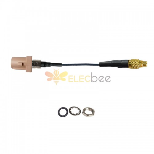 Threaded Fakra I Beige Straight Plug Male to MMCX Male Vehicle Connection Extension Cable Assembly 1.13 Cable 10cm