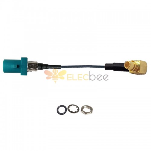 Fakra Z Wasserblauer gerader Stecker mit Gewinde auf MMCX-Stecker R/A Fahrzeuganschluss-Verlängerungskabelbaugruppe 1.13 Kabel 10cm