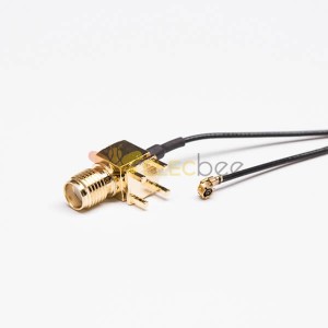 SMA Kablo Lehimleme IpEX I Siyah RF1.13 Koaksiyel Kablo ile Açılı.
