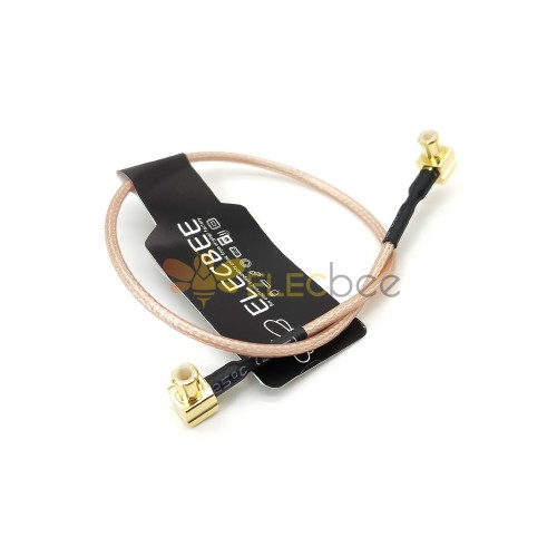 Cabo coaxial MCX RG178 marrom solda com MCX macho angular 20cm