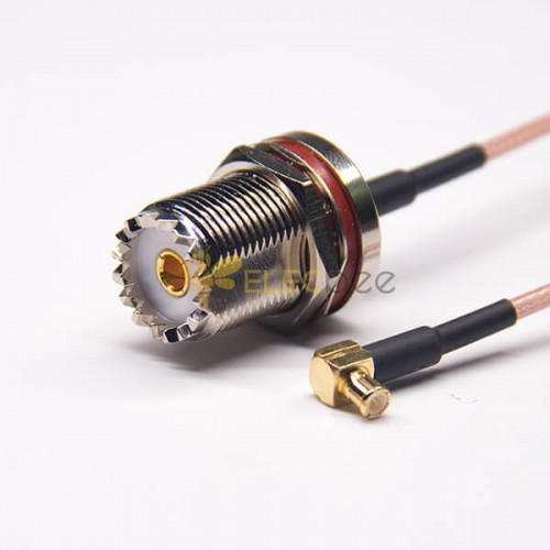 Conector hembra UHF cable recto a MCX macho ángulo recto con RG316 10cm
